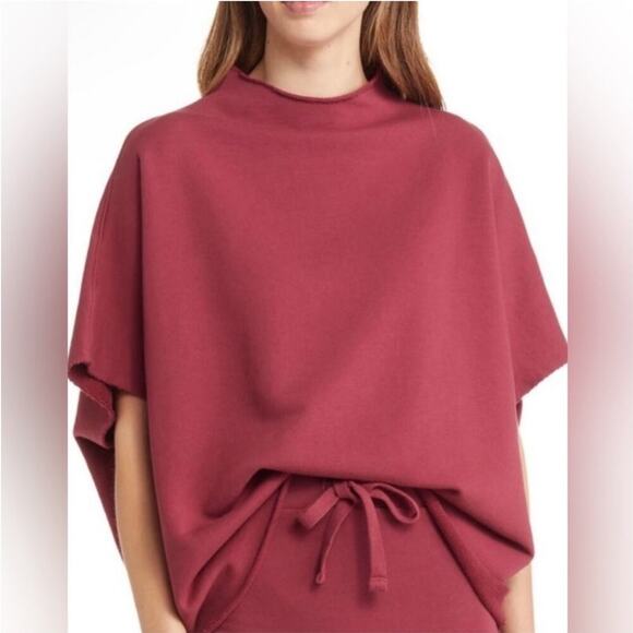 Frank & Eileen Tops - Frank & Eileen Audrey Funnel Neck Caplet Triple Fleece In Oxblood One Size